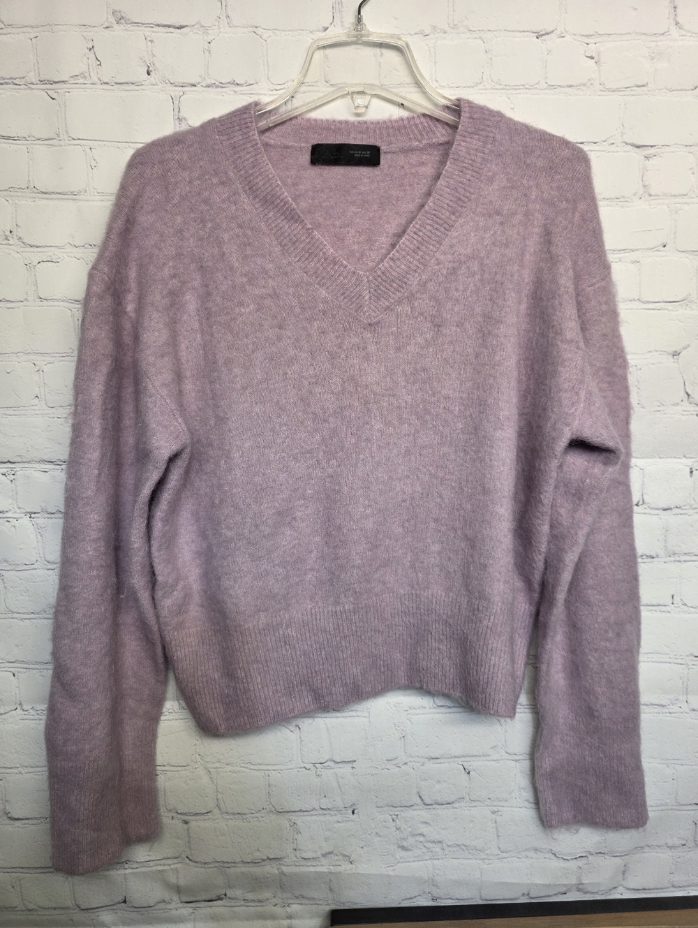 Zara Soft Lilac Wool Blend Soft V Neck Sweater